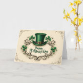 Happy St. Patrick’s Day Shamrock Design カード (黄色い花)