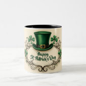 Happy St. Patrick’s Day Shamrock Design ツートーンマグカップ (中央)