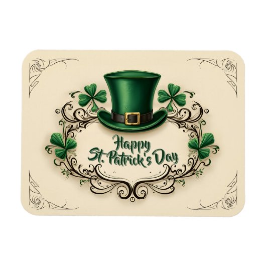 Happy St. Patrick’s Day Shamrock Design マグネット (横)