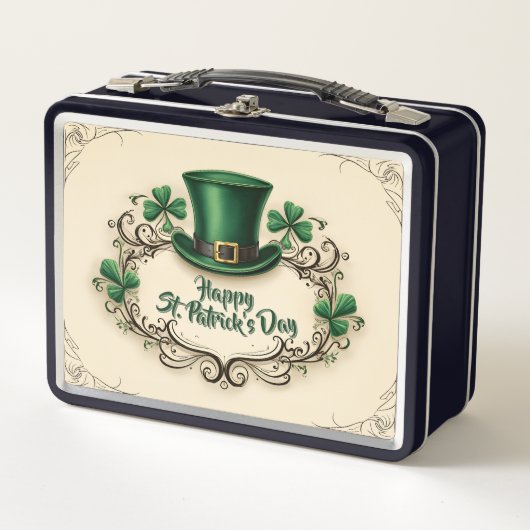 Happy St. Patrick’s Day Shamrock Design メタルランチボックス (正面)