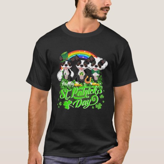 Happy St Patrick s Day Shamrock Leprechaun Boston  Tシャツ (正面)