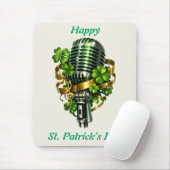 Happy St. Patrick’s Day Shamrock & Microphone マウスパッド (マウス)