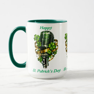 Happy St. Patrick’s Day Shamrock & Microphone マグカップ