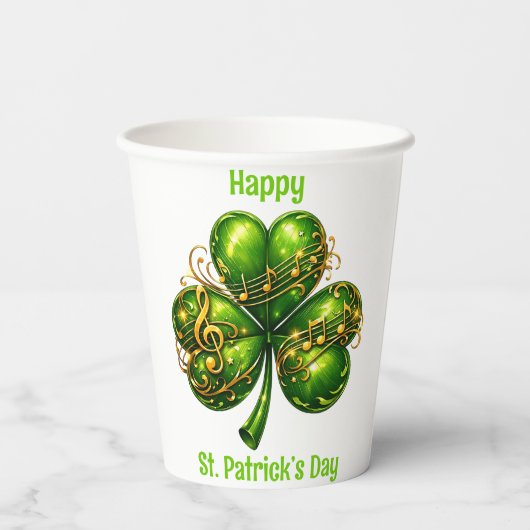 Happy St. Patrick’s Day Shamrock Music 紙コップ (裏面)