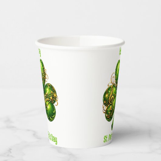 Happy St. Patrick’s Day Shamrock Music 紙コップ (左)