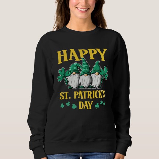Happy St Patrick s Day Three Gnomes Truck St Patri スウェットシャツ (正面)