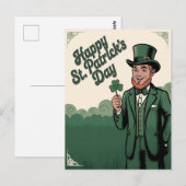 Happy St. Patrick’s Day Vintage Leprechaun ポストカード (正面/裏面)