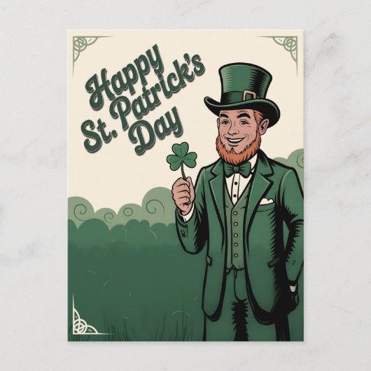 Happy St. Patrick’s Day Vintage Leprechaun ポストカード (正面)