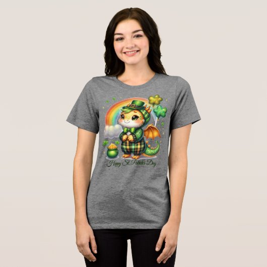 Happy St. Patrick’s Women’s トライブレンドＴシャツ (正面全面)