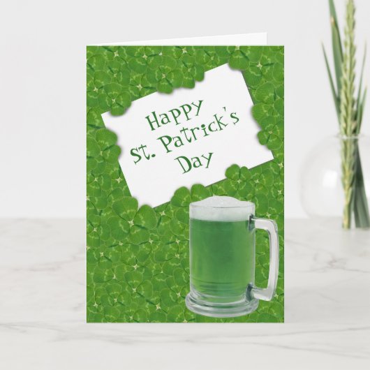 Happy St. Patrick's Beer and Four-leaf Clovers カード (正面)