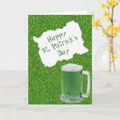 Happy St. Patrick's Beer and Four-leaf Clovers カード (黄色い花)