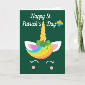 Happy St. Patricks Dayかわいいユニコーンカスタマイズ カード (正面)