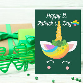 Happy St. Patricks Dayかわいいユニコーンカスタマイズ カード