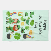 Happy St. Patrick's Dayのシンボルとキャラクター キッチンタオル (横)