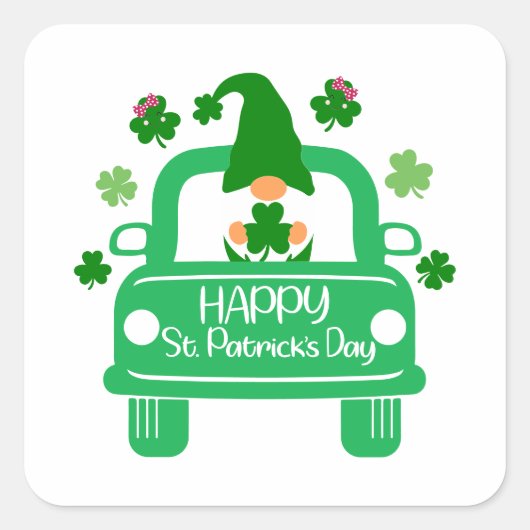 Happy St. Patrick's Dayステッカー用SVGデザイン スクエアシール (正面)