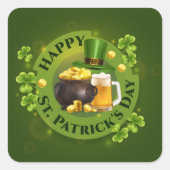 Happy St. Patrick's Dayステッカー スクエアシール (正面)