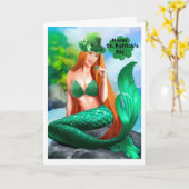 Happy St. Patrick's Dayマーメイドカード カード (黄色い花)