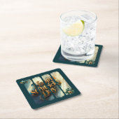 Happy St.Patrick's Day垂直ブラシストローク スクエアペーパーコースター (インサイチュ)