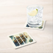 Happy St.Patrick's Day垂直ブラシストローク スクエアペーパーコースター (インサイチュ)