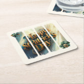 Happy St.Patrick's Day垂直ブラシストローク スクエアペーパーコースター (アングル)