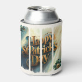 Happy St. Patrick's Day垂直ブラシストローク 缶クーラー (缶正面)