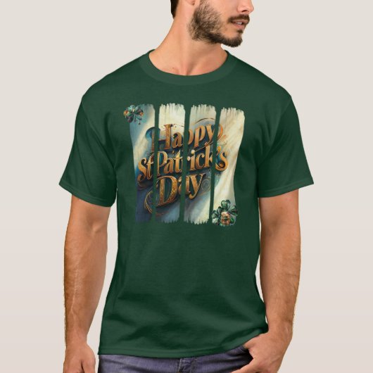 Happy St. Patrick's Day垂直ブラシストローク Tシャツ (正面)