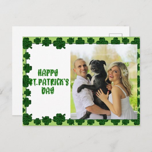 Happy St Patrick's Day家族のパーソナライズされた写真 シーズンポストカード (正面/裏面)