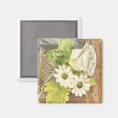 Happy St. Patrick's Day白い花 マグネット (正面/裏面)