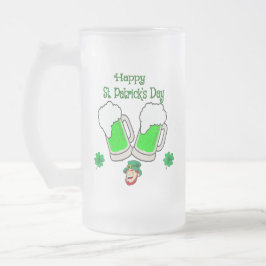 Happy St. Patrick's Day，グリーンビール フロストグラスビールジョッキ