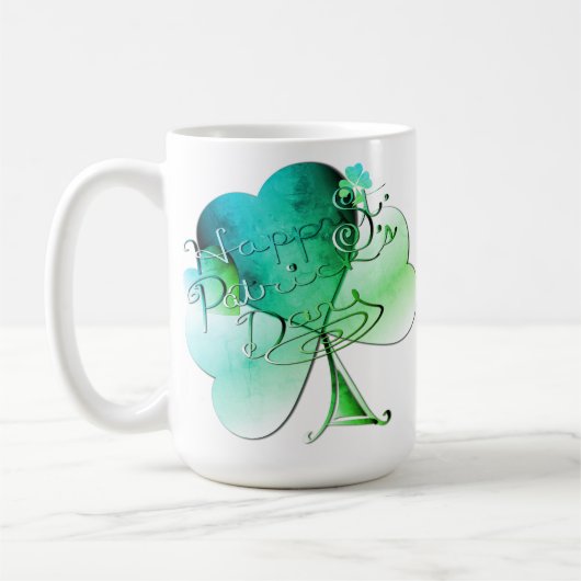 「Happy St. Patrick's Day」シャムロック コーヒーマグカップ (左)