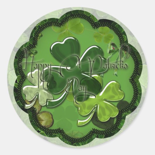 Happy St. Patrick's Day ラウンドシール (正面)