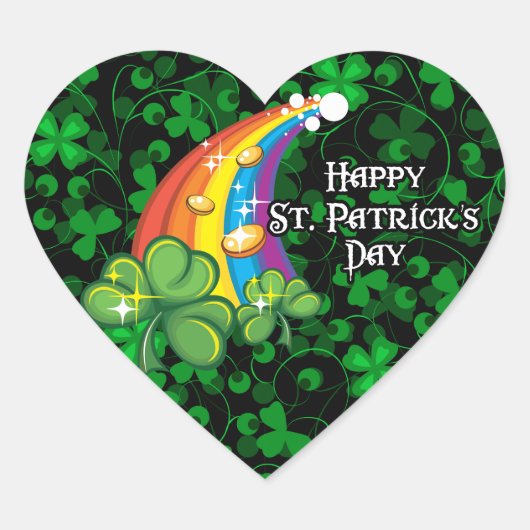 Happy St. Patrick's Day 1ステッカー ハートシール (正面)