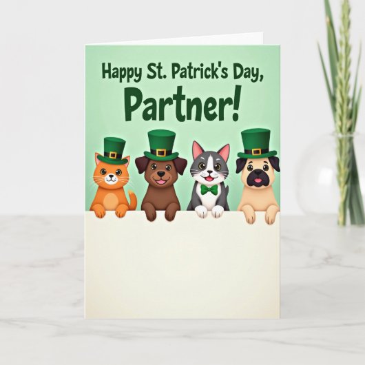 Happy St Patricks Day Animal Card カード (正面)