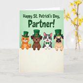 Happy St Patricks Day Animal Card カード (黄色い花)