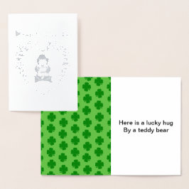 Happy St. Patrick's Day Bearハート, ZKOAフォイルカード 箔カード