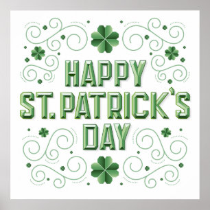 Happy St. Patrick's Day Beveled Poster 24x24 ポスター