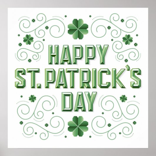 Happy St. Patrick's Day Beveled Poster 24x24 ポスター (正面)