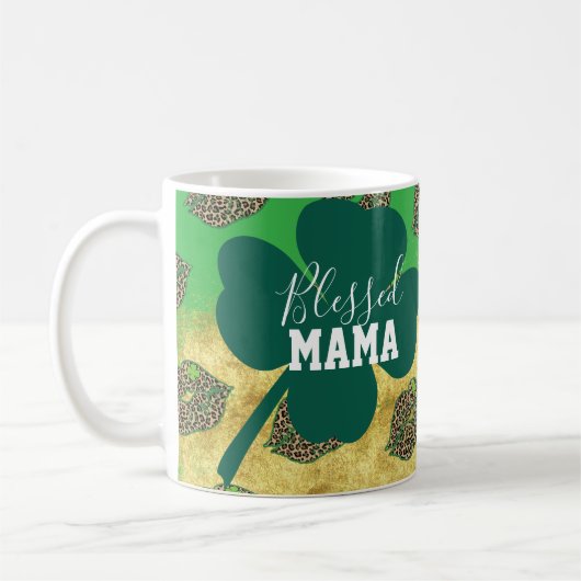 Happy St Patricks Day Blessed Mom Mama  コーヒーマグカップ (左)