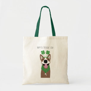 Happy St Patricks Day Brown Dog Green トートバッグ