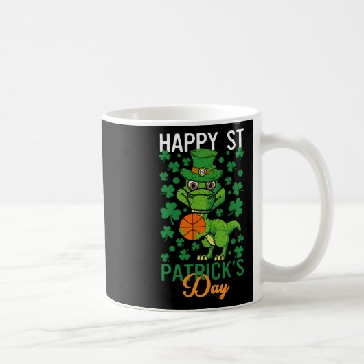 Happy St Patricks Day Bysketbyll T-rex Day Dino Di コーヒーマグカップ (右)