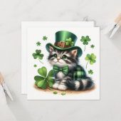 Happy St. Patrick's day cat カード (正面/裏面インサイチュ)