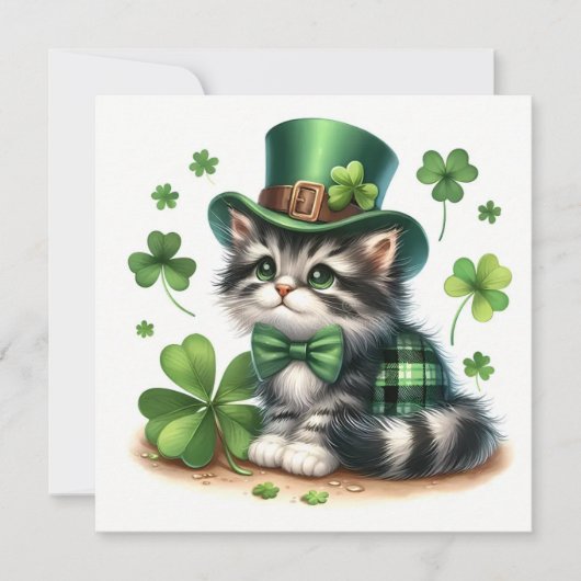 Happy St. Patrick's day cat カード (正面)