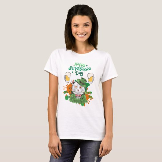 Happy St. Patrick's Day - Cat Tシャツ (正面フル)