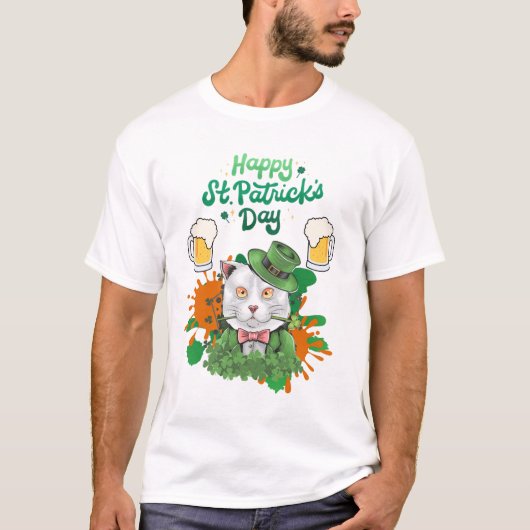 Happy St. Patrick's Day - Cat Tシャツ (正面)