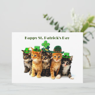 Happy St. Patrick's day cats flat greeting card カード