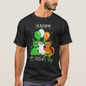 Happy St Patrick's Day Cats Ireland Flag Shamrock  Tシャツ (正面)