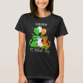 Happy St Patrick's Day Cats Ireland Flag Shamrock  Tシャツ (正面)