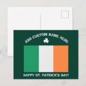 Happy St Patrick's Day Custom Name Shamrock ポストカード (正面/裏面)