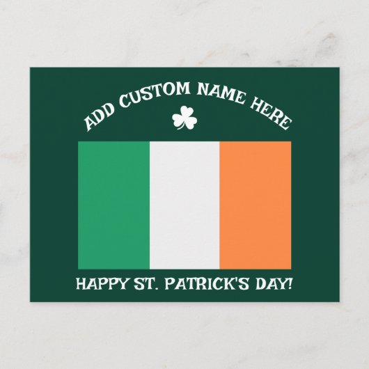Happy St Patrick's Day Custom Name Shamrock ポストカード (正面)