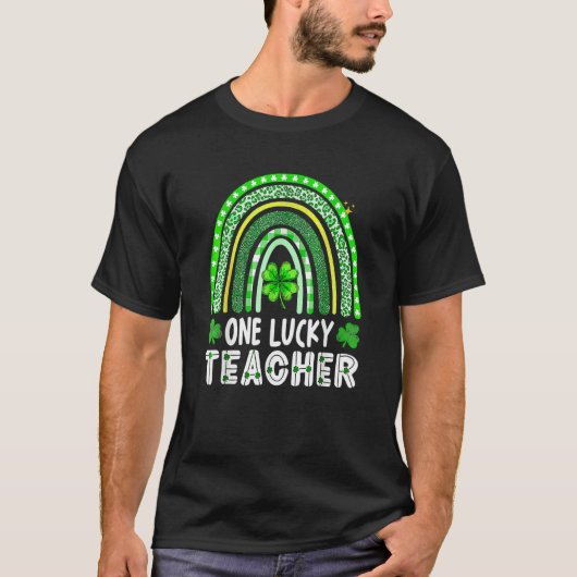 Happy St Patricks Day Cute One Lucky Teacher Rainb Tシャツ (正面)